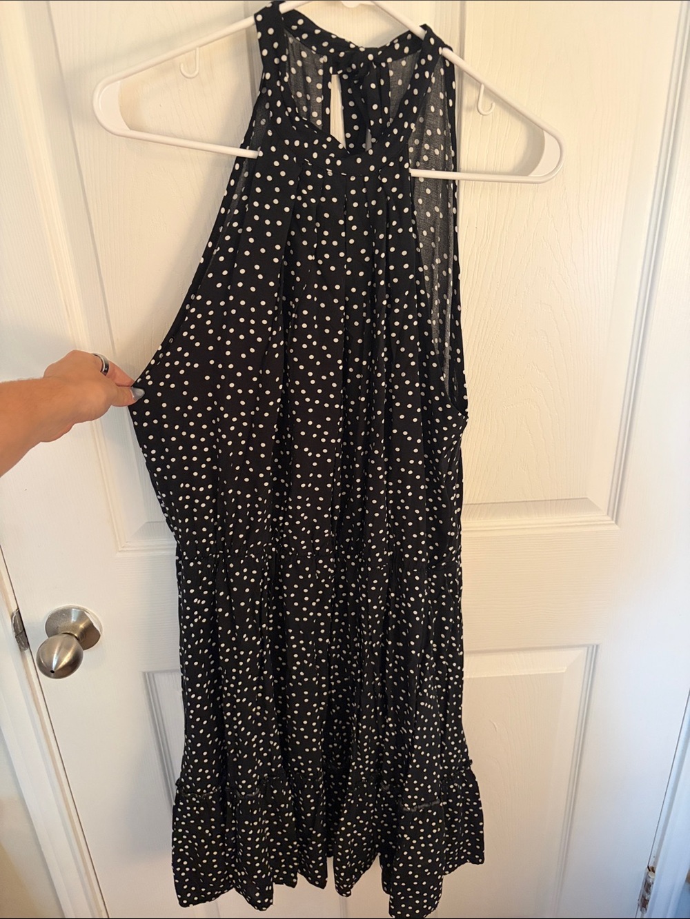 Black Polka Dot High neck Dress